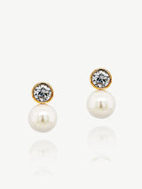 Next Ivory & Co Rose Gold Portland Solitaire Crystal Pearl Earrings 1.8cm- Buy online at McGrocer