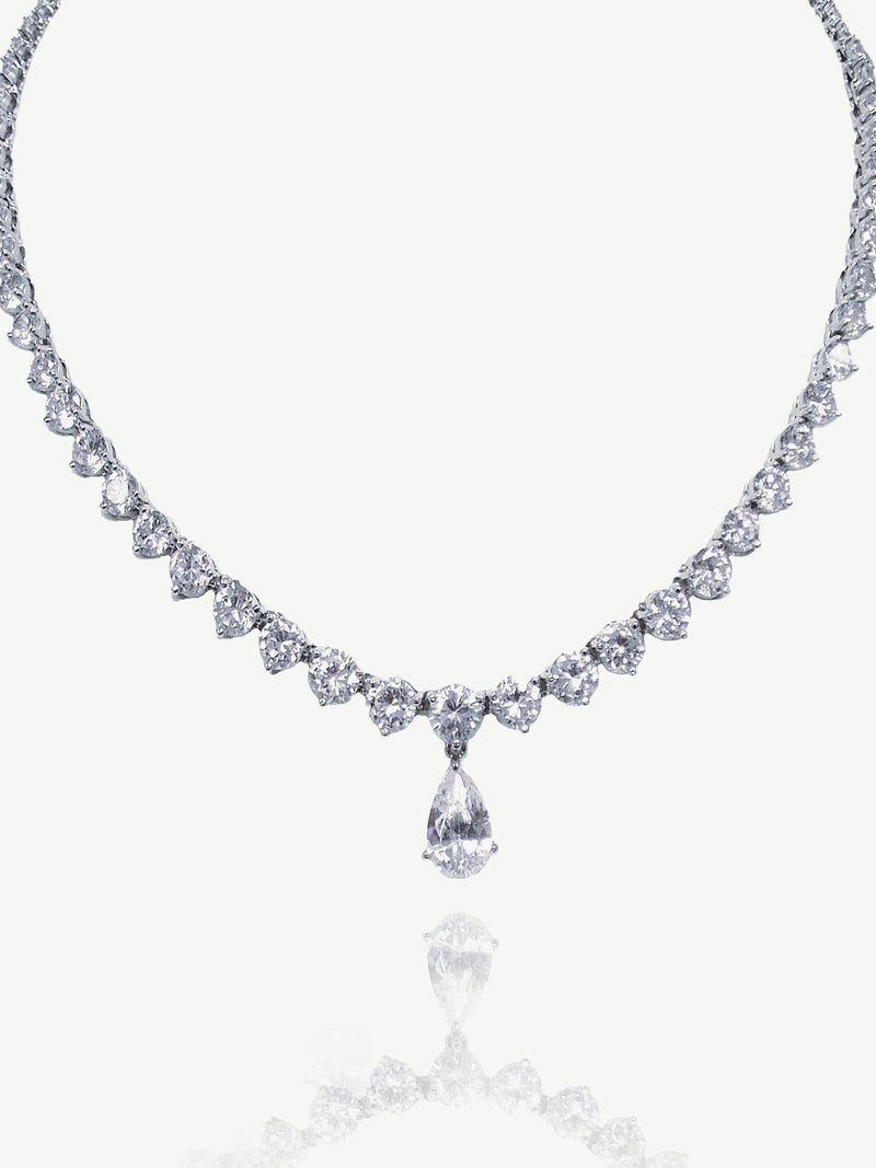 Ivory & Co Silver Imperial crystal teardrop necklace 18 inches, UK version