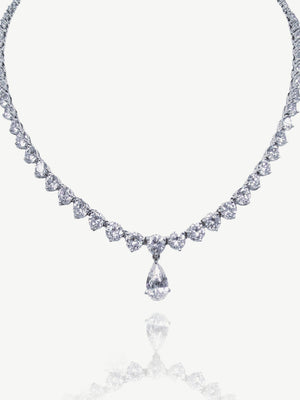 Ivory & Co Silver Imperial Crystal Teardrop Bridal Necklace 18 inches