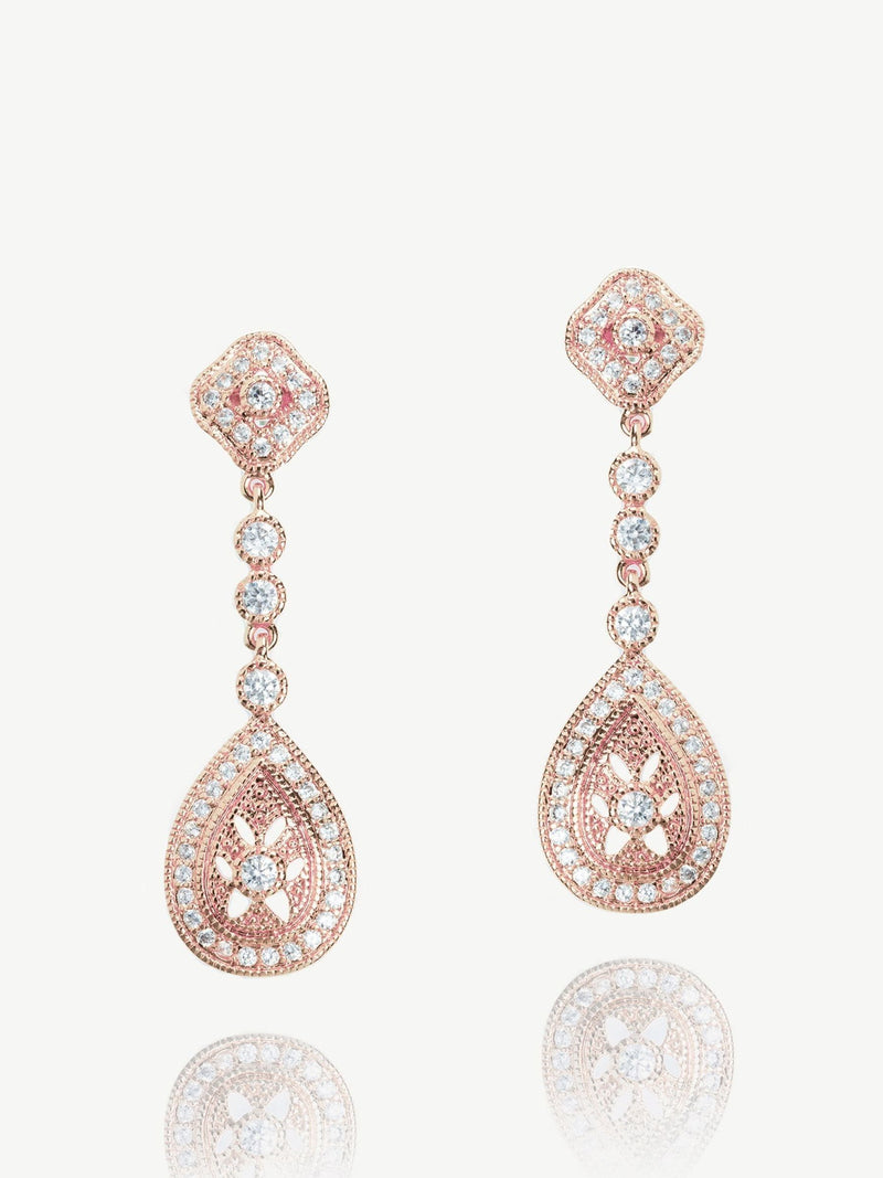 Ivory & Co rose gold vintage earrings 4.5cm, UK version