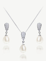 Next Ivory & Co Silver Serrano Pearl Classic Drop Earring and Pendant Set 2.5cm- Buy online at McGrocer