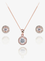 Next Ivory & Co Rose Gold Balmoral Crystal Dainty Pendant and Earrings Set- Buy online at McGrocer