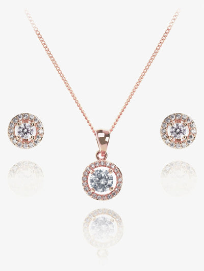 Next Ivory & Co Rose Gold Balmoral Crystal Dainty Pendant and Earrings Set- Buy online at McGrocer