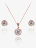Ivory & Co Rose Gold Balmoral Crystal Dainty Pendant and Earrings Set