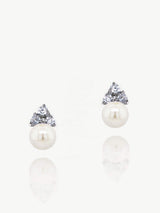 Next Ivory & Co Silver Classic Pearl And Crystal Earrings in Ivory, 1cm- Buy online at McGrocer