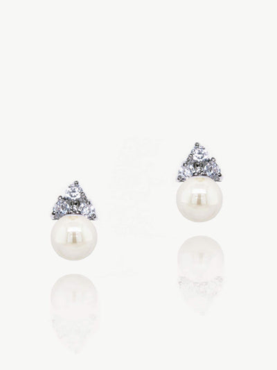 Next Ivory & Co Silver Classic Pearl And Crystal Earrings in Ivory, 1cm- Buy online at McGrocer