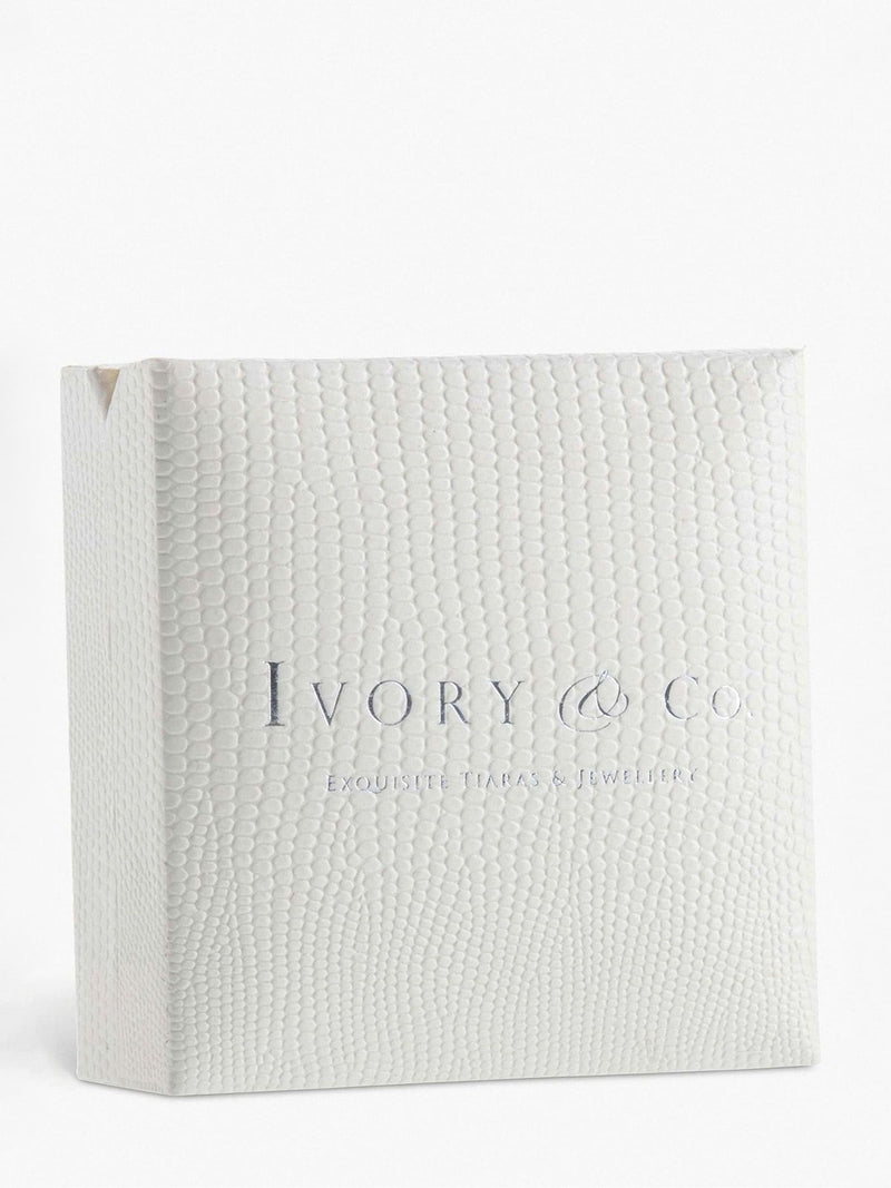 Ivory & Co silver classic pearl and crystal earrings in ivory, 1cm, UK version