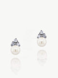 Ivory & Co silver classic pearl and crystal earrings in ivory, 1cm, UK version