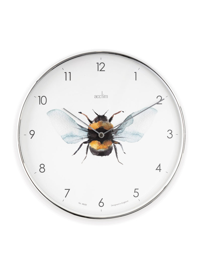 Acctim Chrome Bee wall clock 30cm - British product