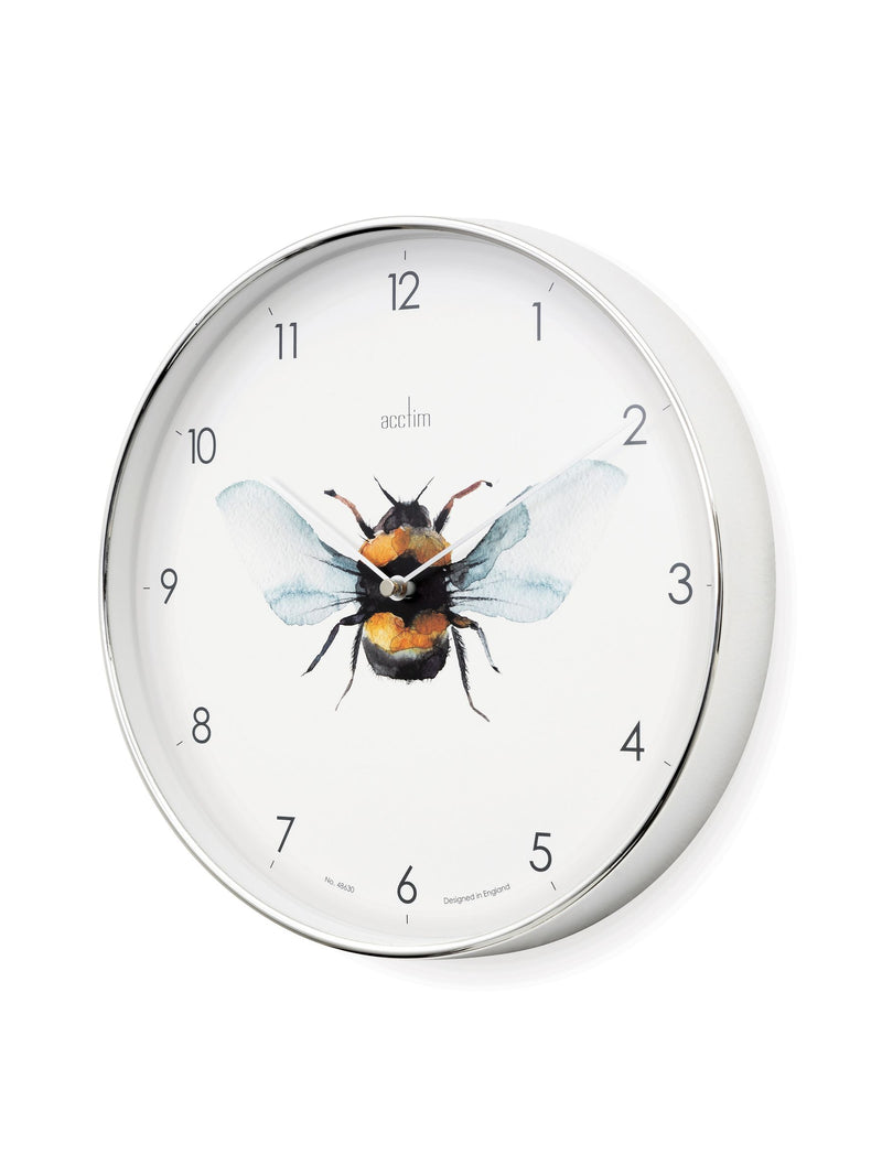 Acctim Chrome Bee wall clock 30cm - British product