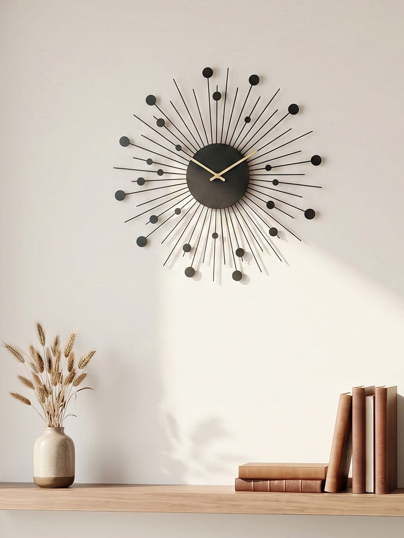 Acctim Matt Brass Brielle Starburst wall clock 50cm - British product