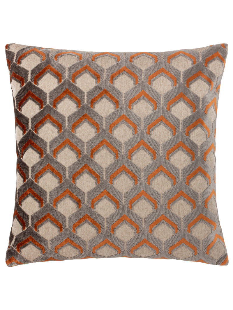 Riva Paoletti ginger grey jacquard velvet cushion 45x45cm - British product