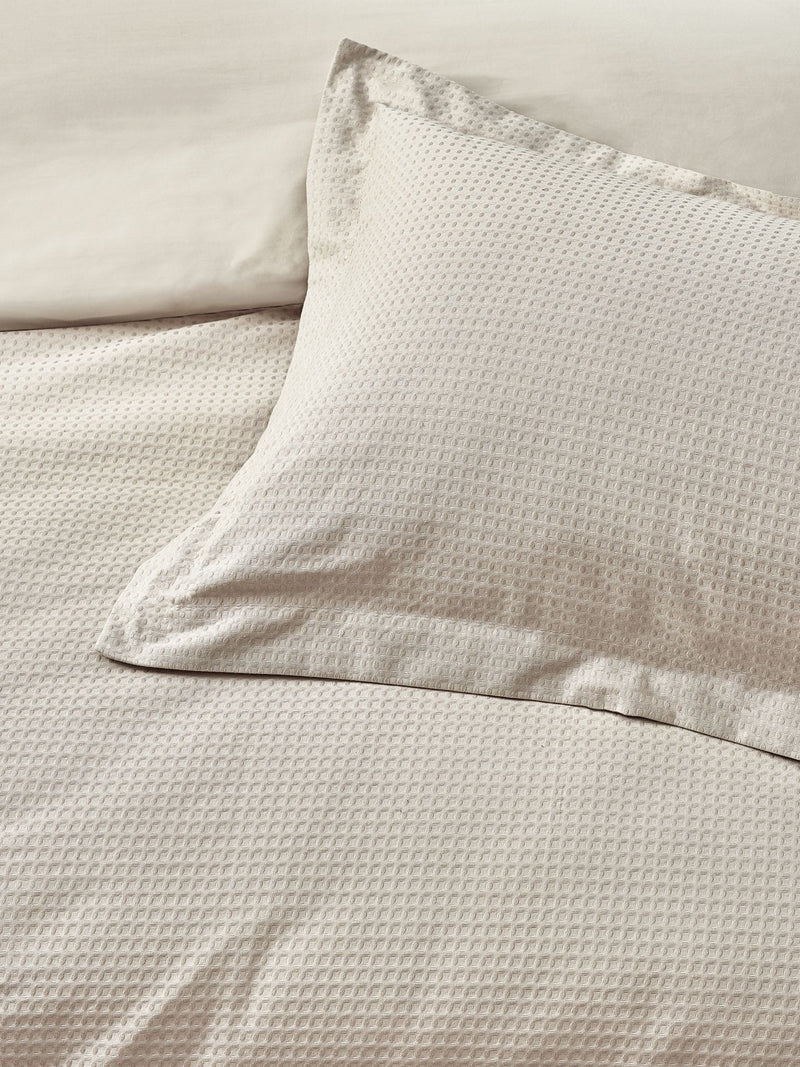 Waffle textured cotton duvet cover set (British brand)