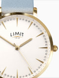 Limit ladies watch blue strap gold case 36mm, imported from the UK