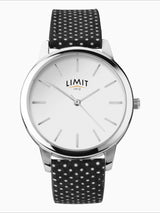 Next Limit Women's Round Silver Analogue Watch with Black Polka Dot Strap 34mm- Buy online at McGrocer