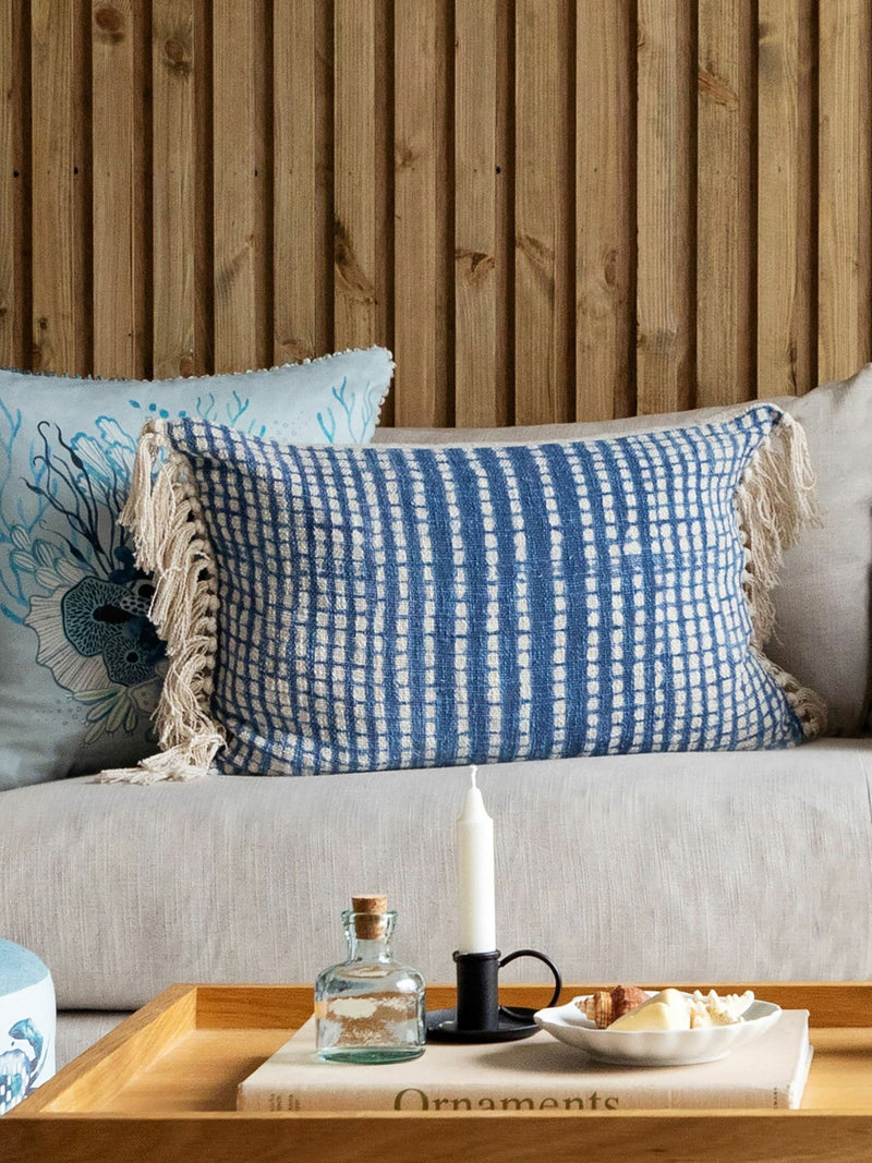 Voyage Maison geometric fringed cushion 40x60cm, UK version