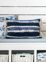 Next Voyage Maison Cobalt Cairns Abstract Fringed Cushion 40x60cm- Buy online at McGrocer