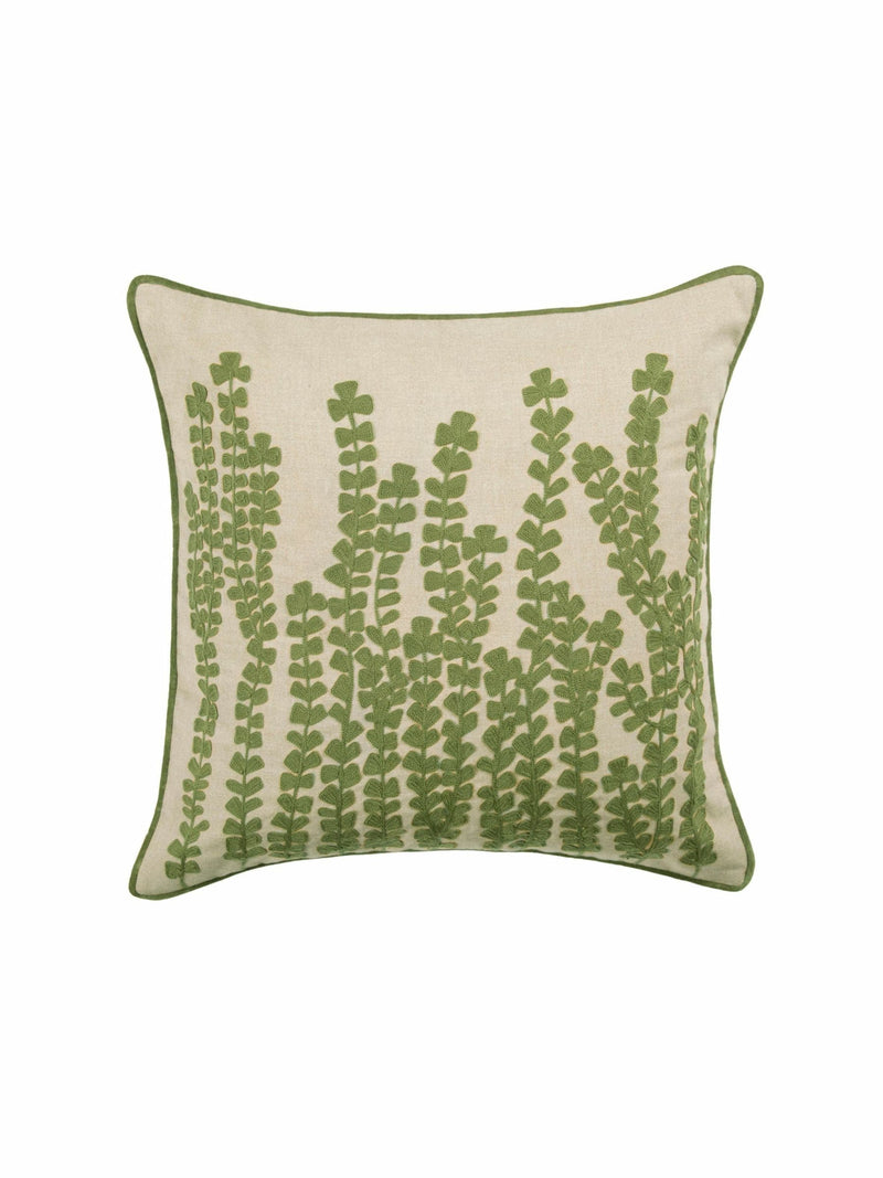 Voyage sage herb floral piped cushion 50x50cm, UK version