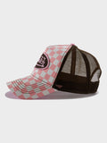 Von Dutch pink chequered trucker hat, UK version