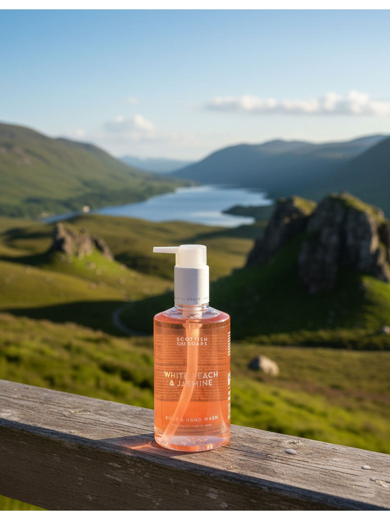 Scottish Fine Soaps White Peach & Jasmine body wash 300ml, UK version