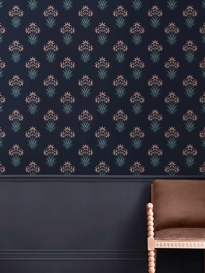 William Morris Midnight Hyacinth wallpaper 10m roll (British brand)