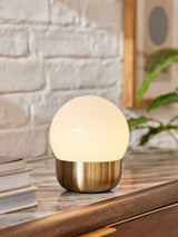 Next Brass Pod Rechargeable Touch Wireless Table Lamp, 14cm Height, 12cm Diameter- Buy online at McGrocer