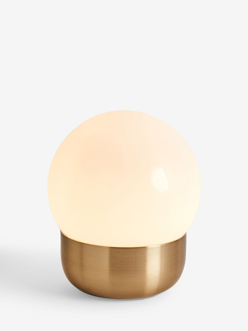 Brass Pod rechargeable touch table lamp, warm white, imported from the UK