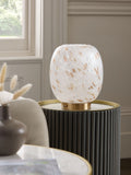 White and gold confetti glass rechargeable table lamp (British brand)