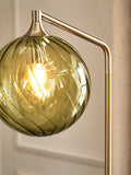 Green Freya floor lamp rippled glass shade brushed brass (British brand)