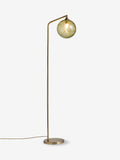 Green Freya floor lamp rippled glass shade brushed brass (British brand)