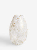 White and gold large confetti glass flower vase (British brand)
