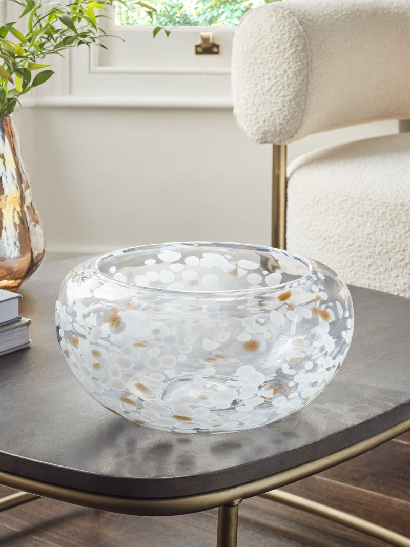 White/Gold Confetti Glass Bowl