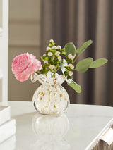 White and Gold Mini Confetti Glass Flower Vase