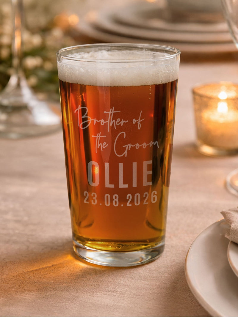 PMC Brother of the Groom personalised pint glass (British brand)