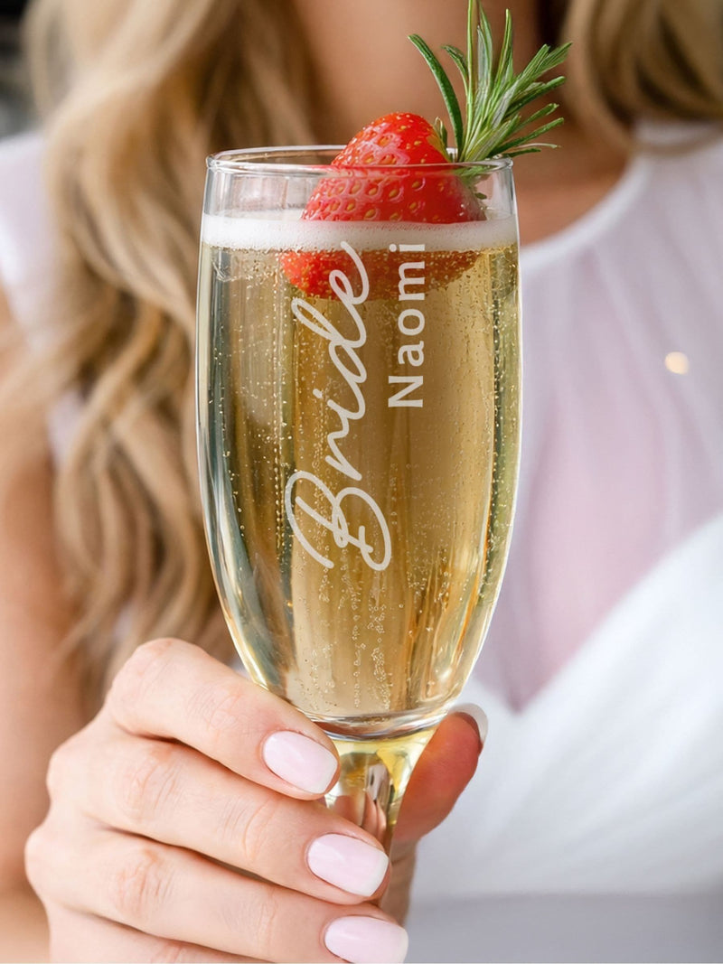 PMC bride flute glass personalised (British brand)