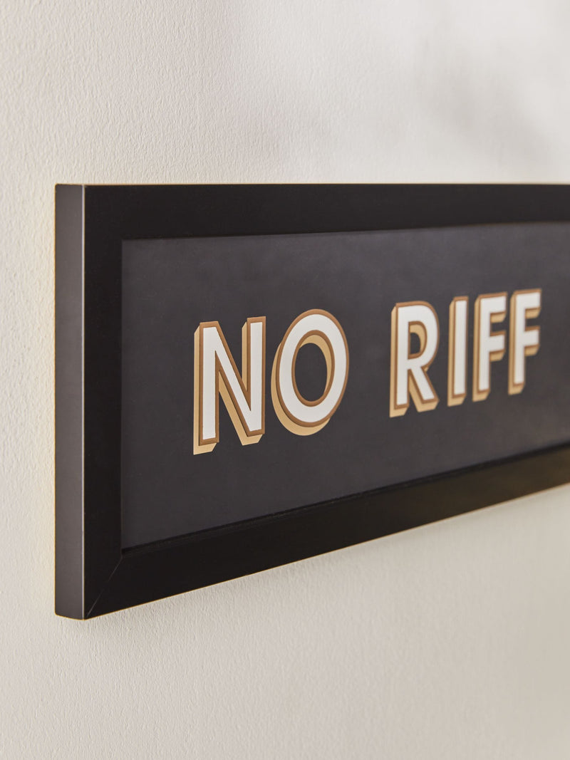 No Riff Raff framed wall art Black/Gold 12x80x2cm - British product