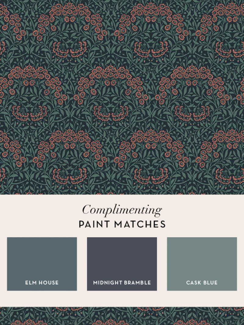 William Morris Michaelmas Daisy wallpaper 10m, imported from the UK