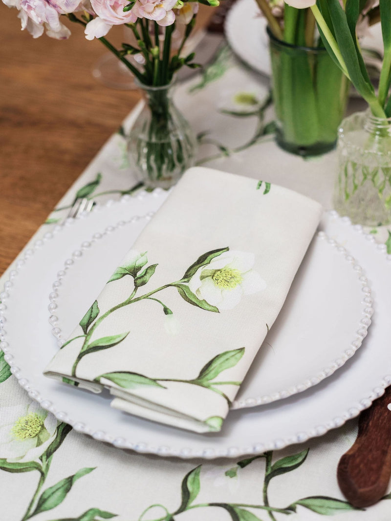 Avalon Home napkins snowdrop hellebore 45x45cm set of 2, imported from the UK