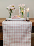 Avalon Home pink gingham table runner, 32x230cm - British product