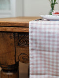 Avalon Home pink gingham table runner, 32x230cm - British product