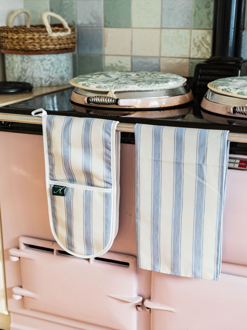 Avalon Home mid blue stripe tea towel 45x68cm, imported from the UK