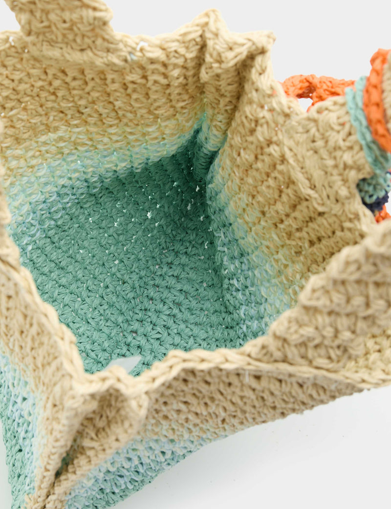 Raffia ombre charm tote bag for kids, imported from the UK