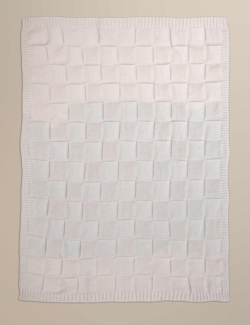 Knitted checkerboard throw large 130x170cm, imported from the UK