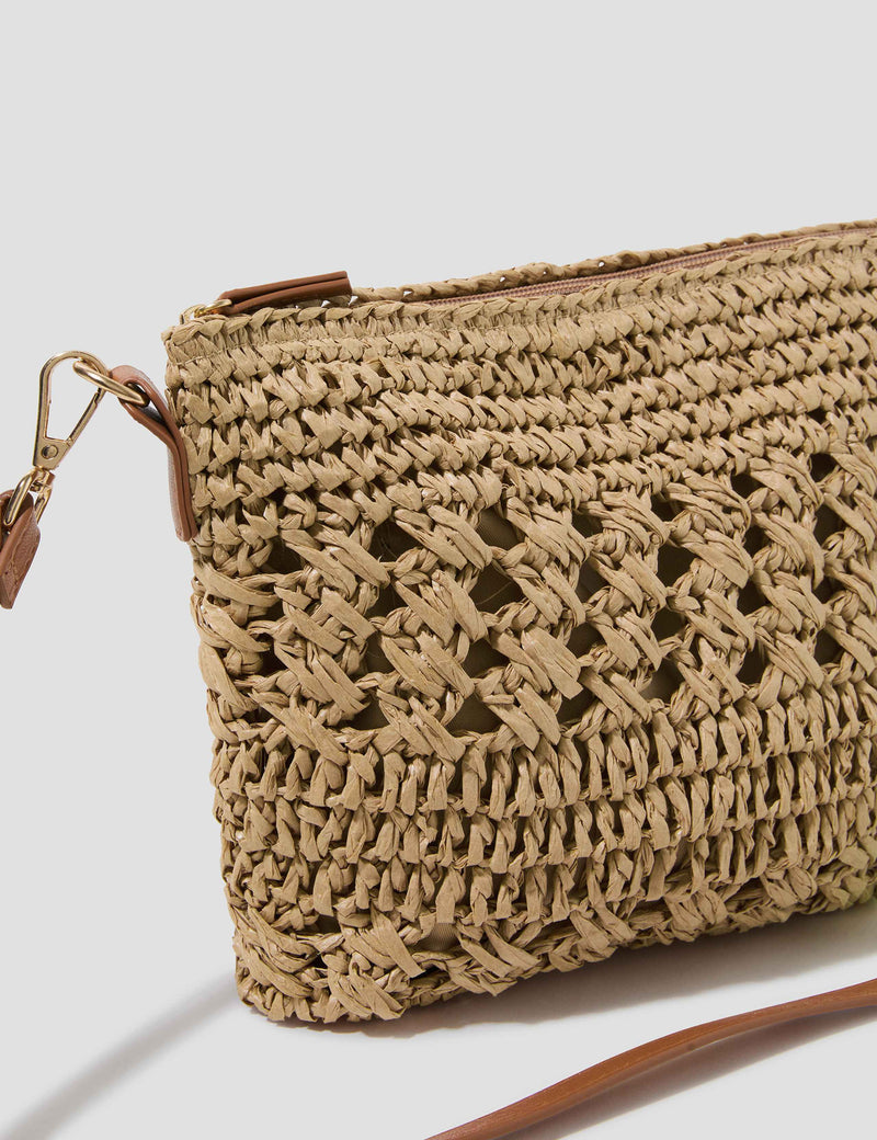Monsoon knitted tote bag raffia texture, UK version