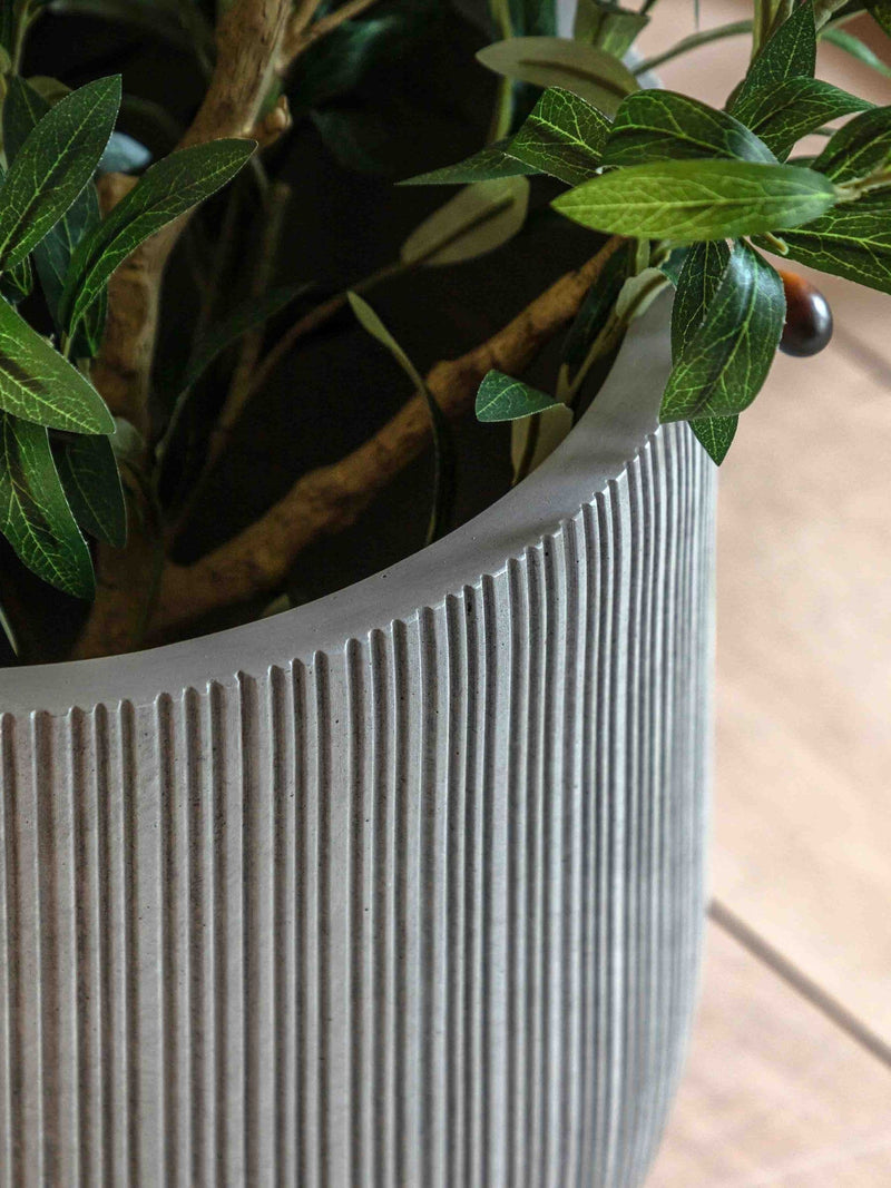 Gallery Home grey outdoor ribbed planter 37cm, imported from the UK