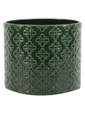 Gallery Home green ceramic embossed planter, imported from the UK