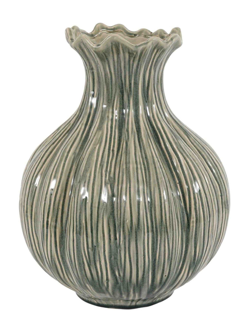 Gallery Home green glazed wavy vase 41cm, UK version