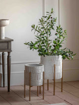 Next Gallery Home Set of 2 Gold Iron Planters- Buy online at McGrocer