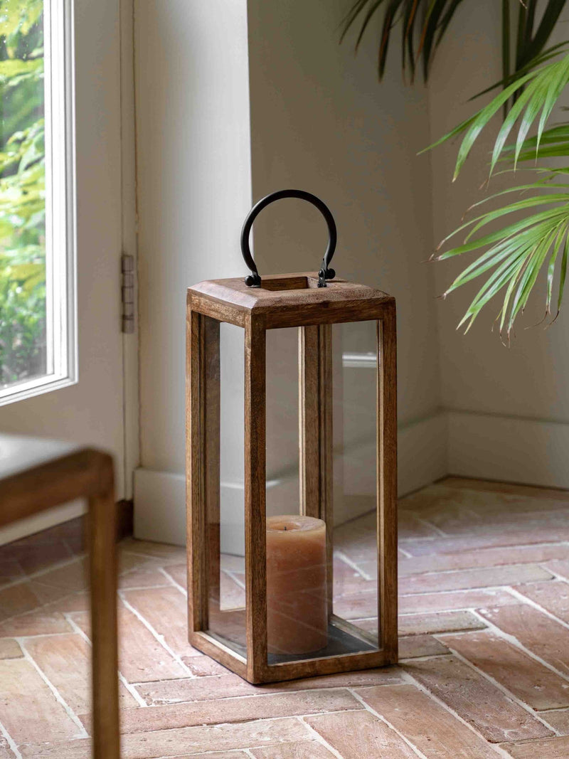 Gallery Home brown mango wood large lantern - British product