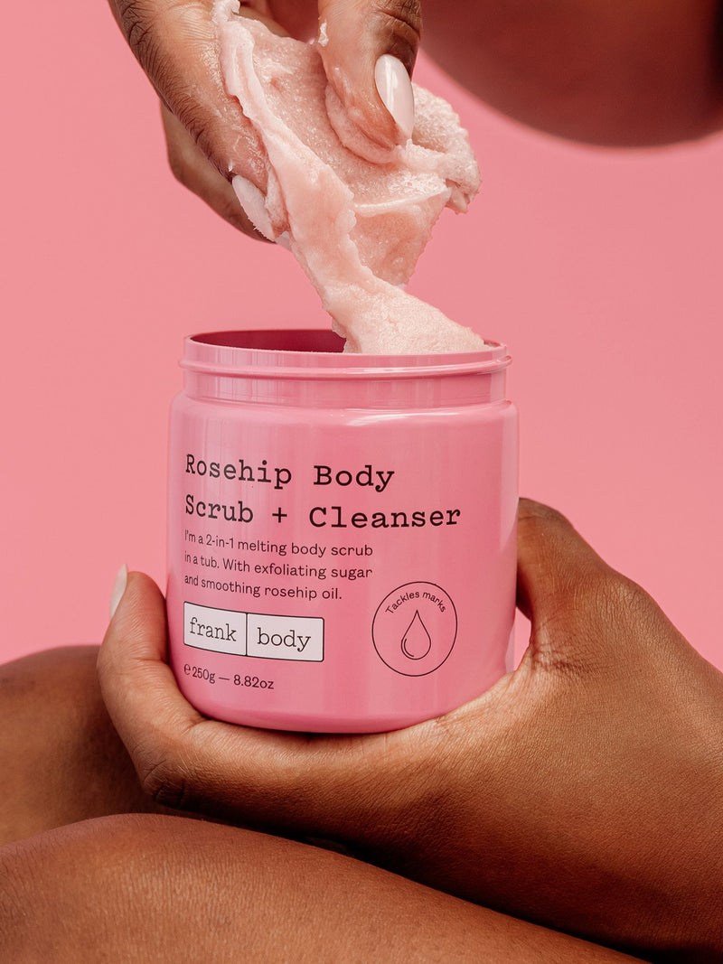 Frank Body 2-in-1 rosehip body scrub cleanser - British product